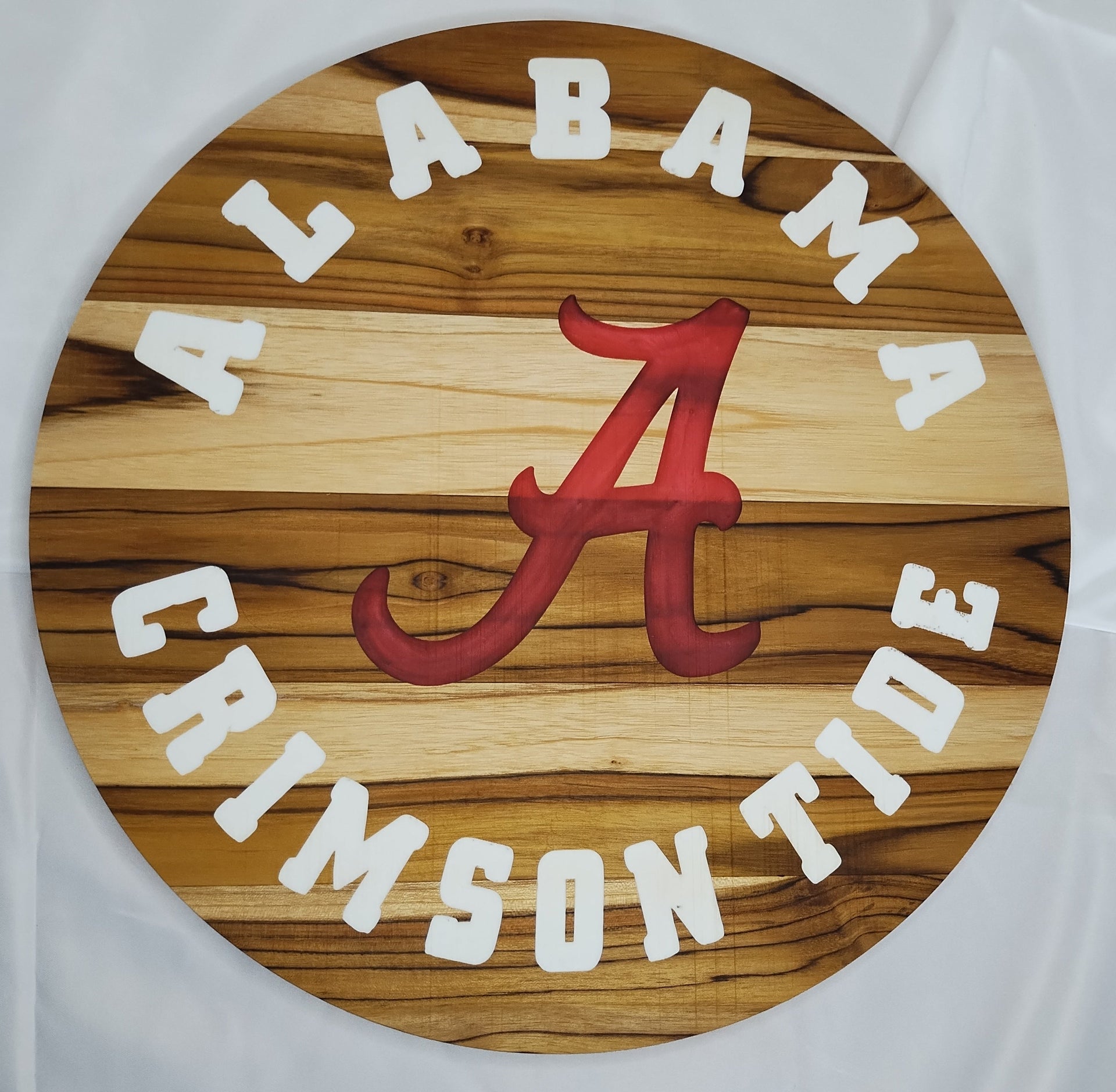 Alabama Crimson Tide - in Teak - Inlay - clock or stool