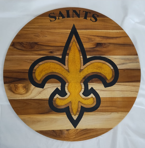 15" Saints Fleur D Lis inlay in Teak 