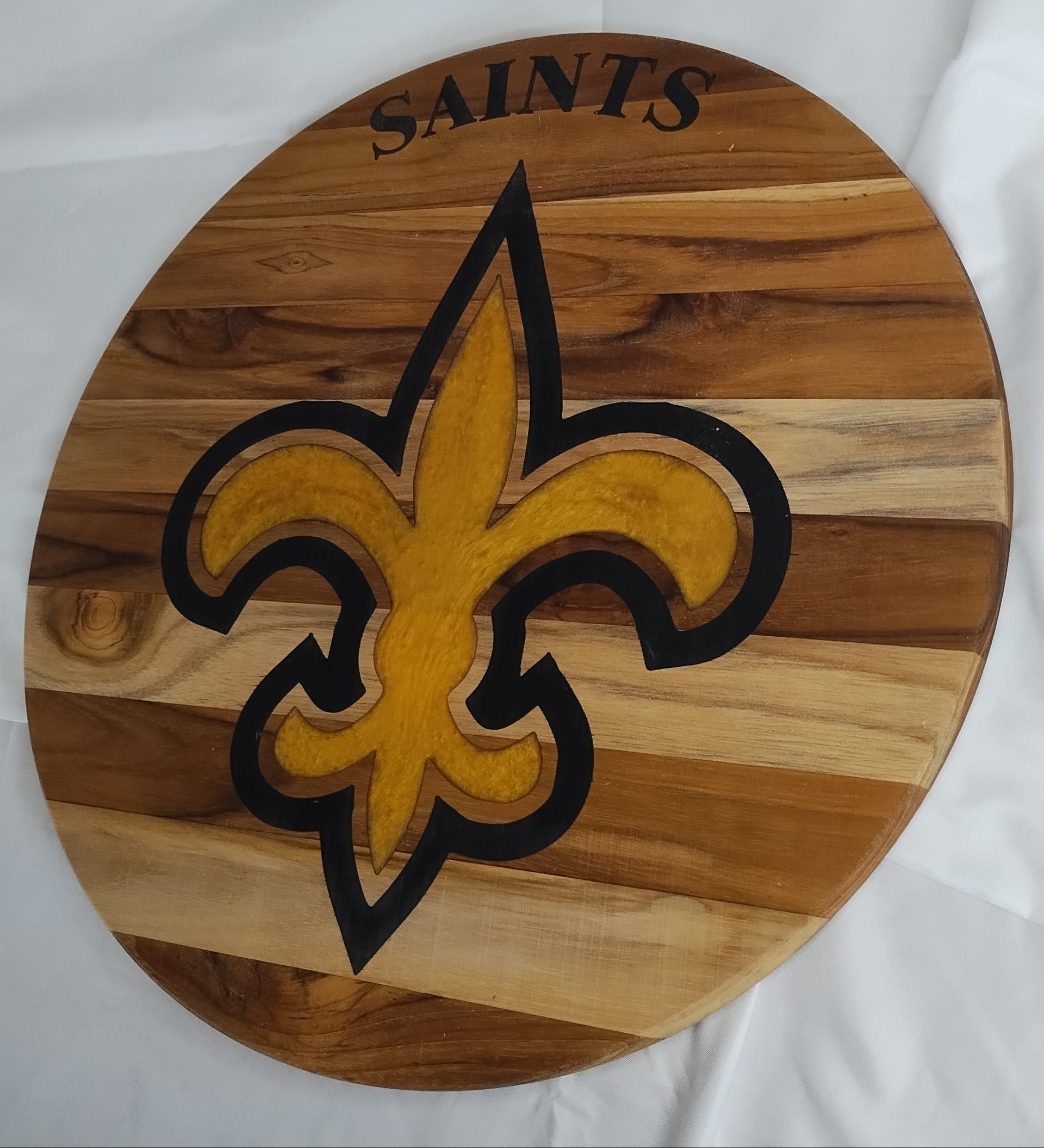 15" Saints Fleur D'Lis in Teak