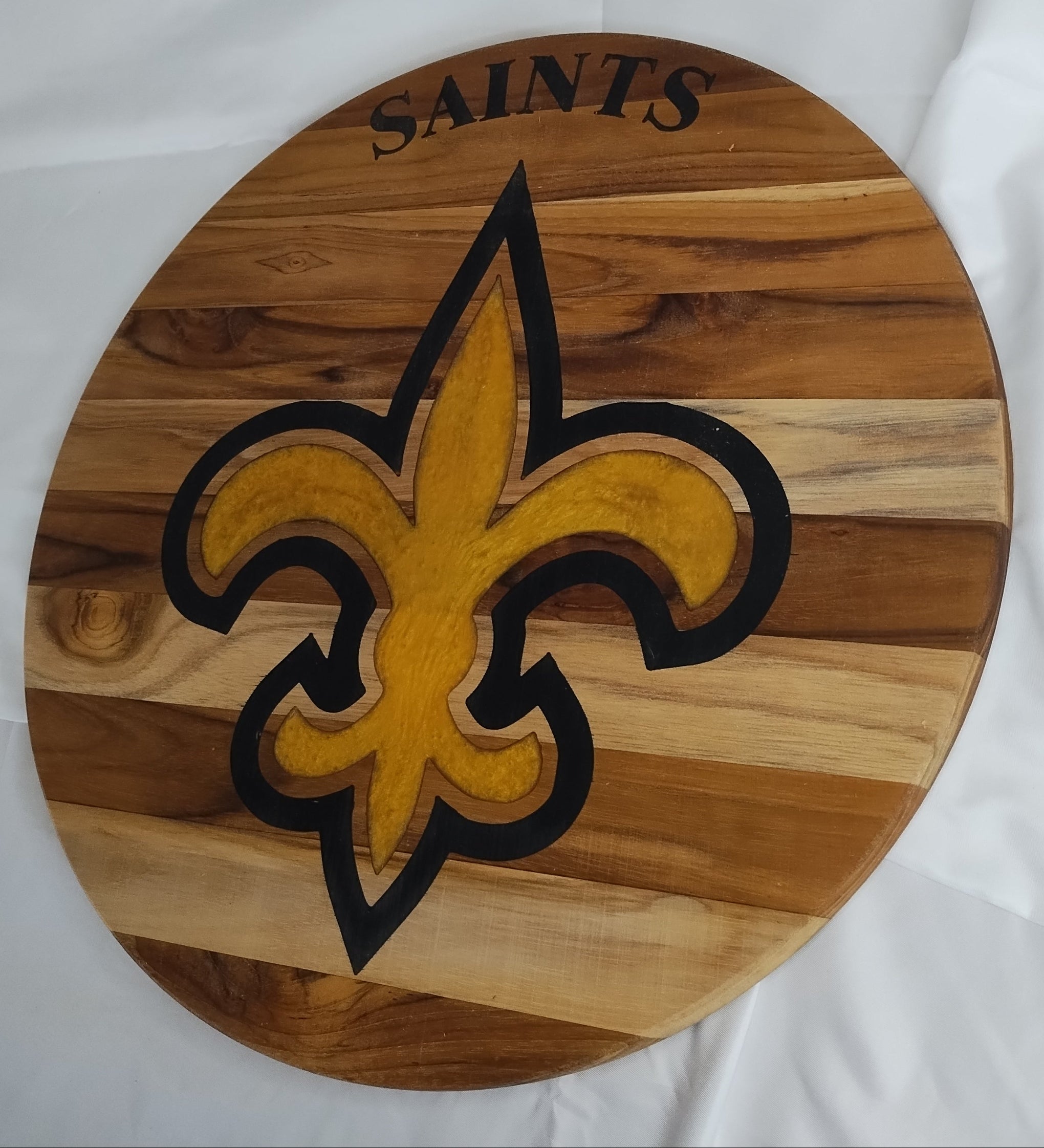 15" Saints Fleur D'Lis in Teak