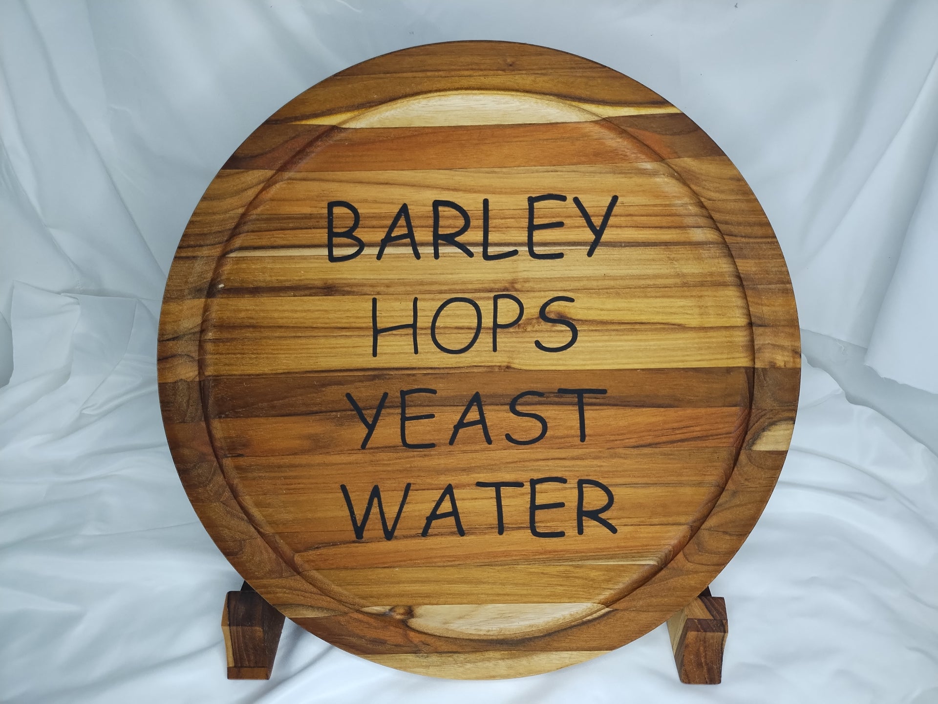 Barley Hops Yeast Water Tray  in 15" Round Teak