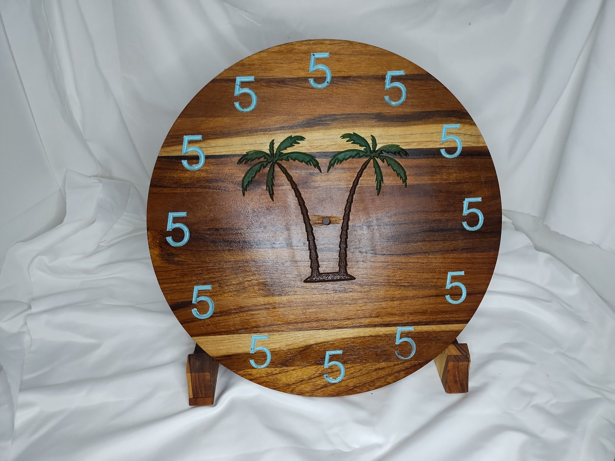 Custom 5 O'Clock Somewhere clock  in 15" Round Teak Deposit