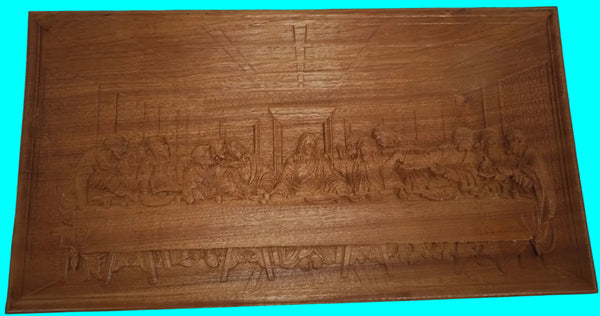 The Last Supper 3D Carving in Mahogany - Large 