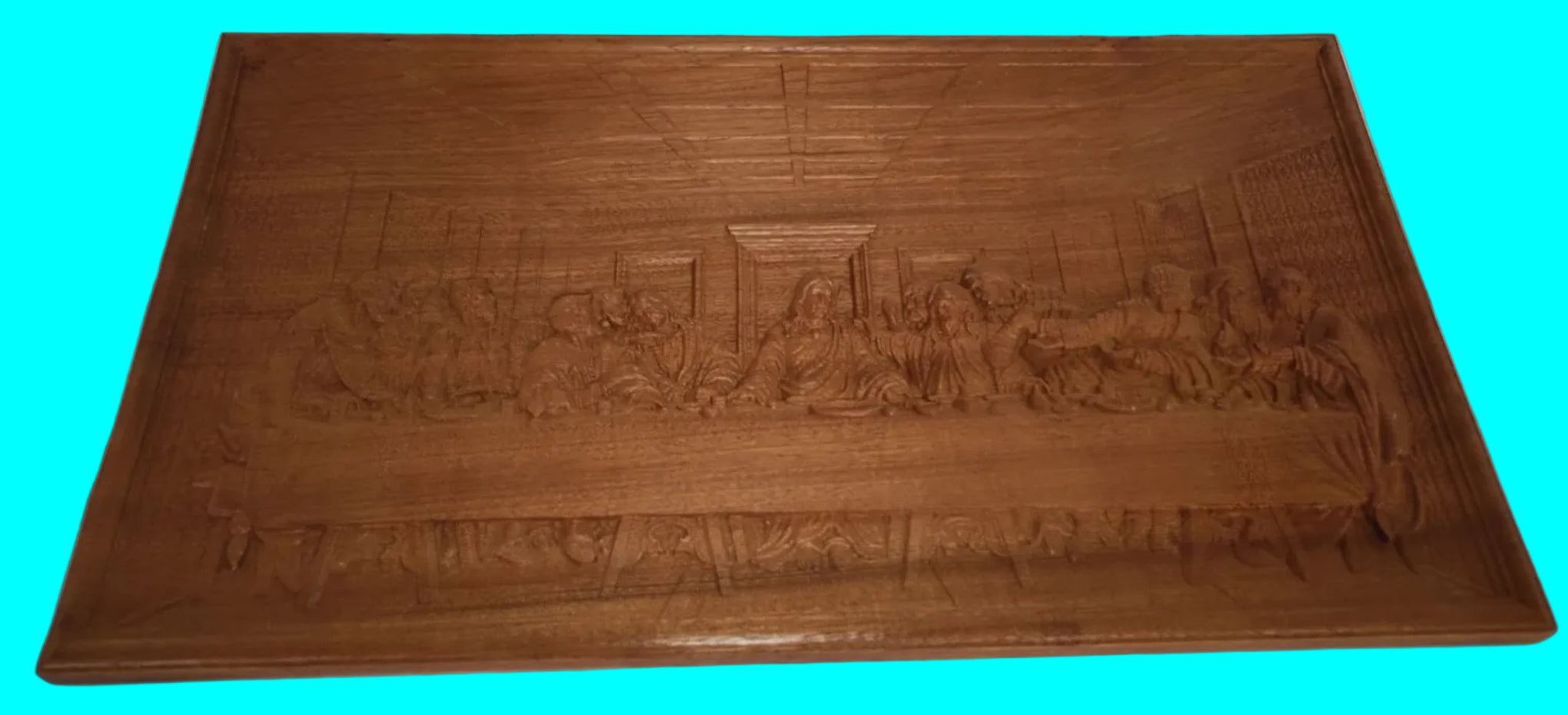 The  Last Supper 3d Carving in Mahogany - Large