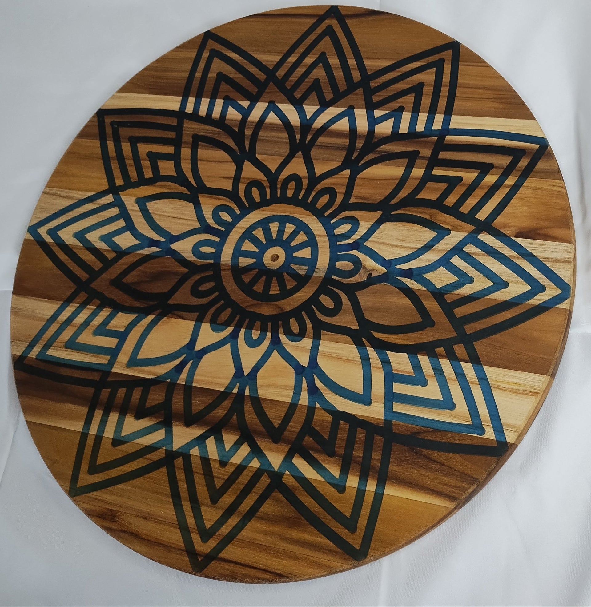 15" Mandala inlay in Teak