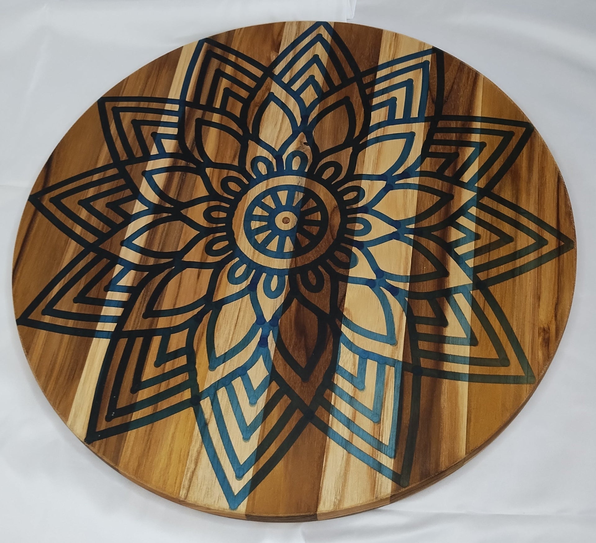 3D Inlay Mandala 15" in Teak