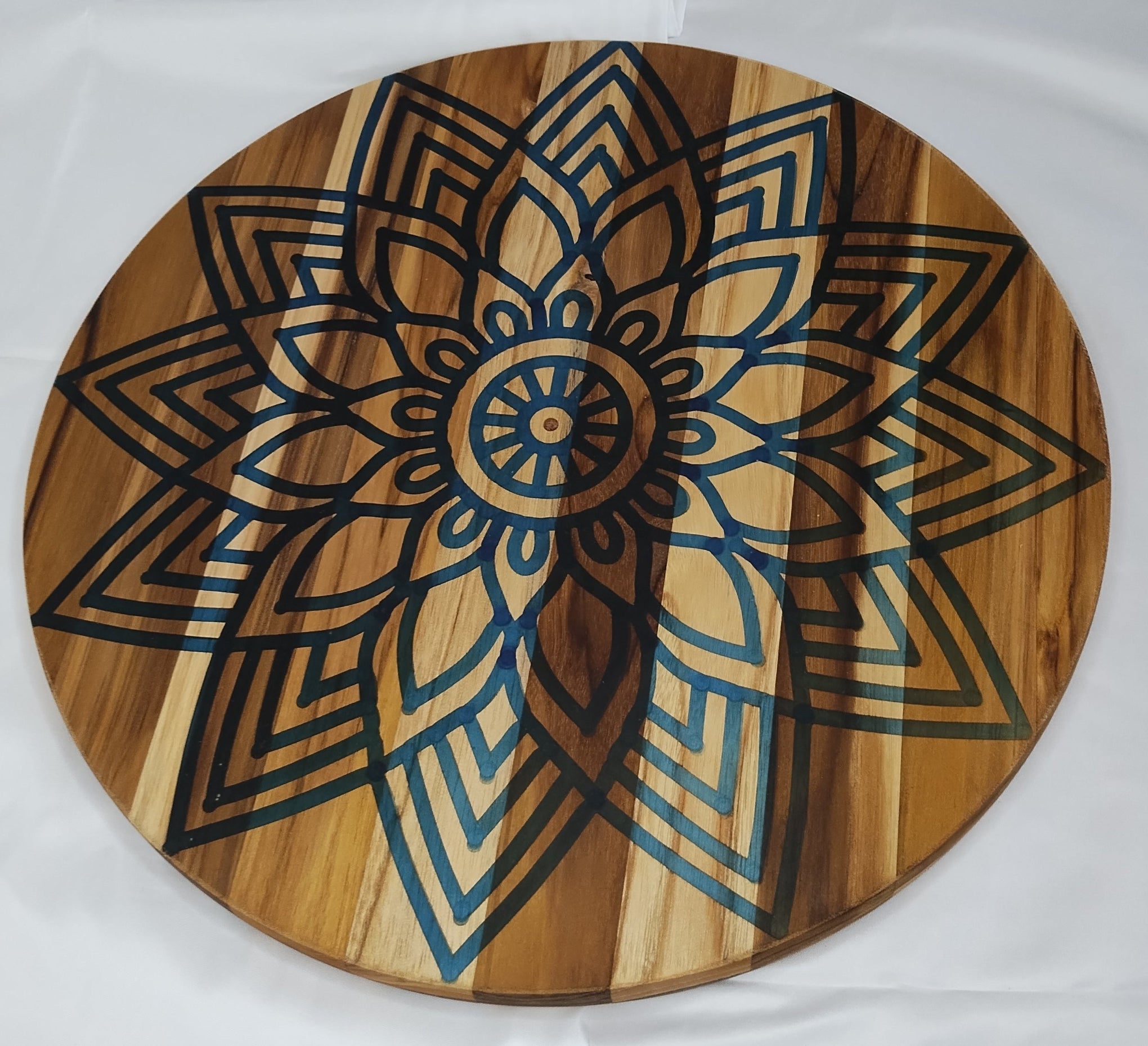 3D Inlay Mandala 15" in Teak