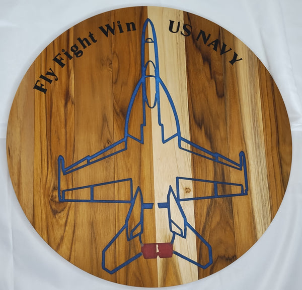 Navy F-18 Super Hornet Inlay 15" in Teak