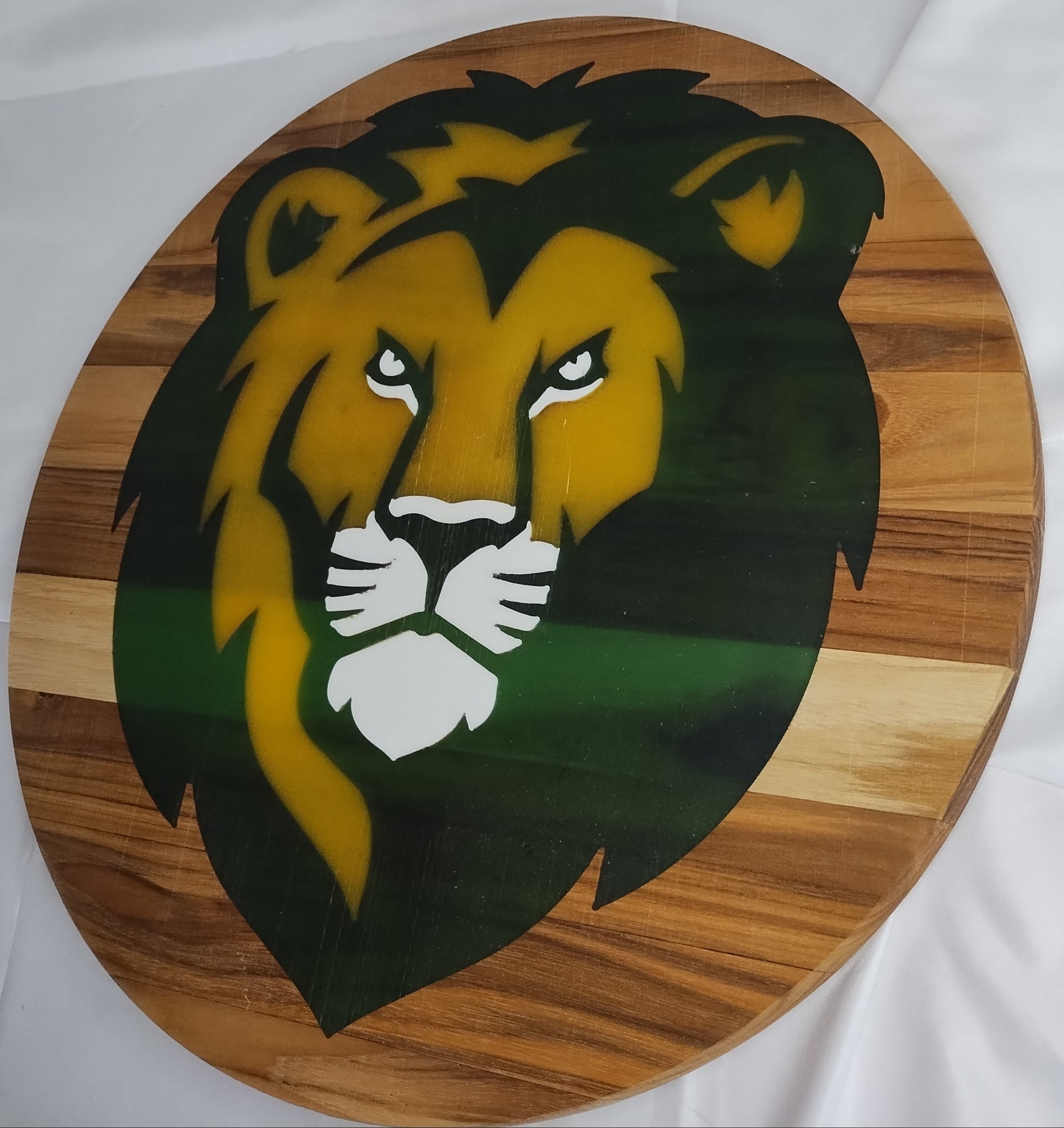 SLU Lion - 3 Color Epoxy Inlay - 15" Teak