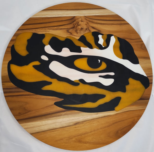 Tiger Eye 3 Color Epoxy Inlay in Teak