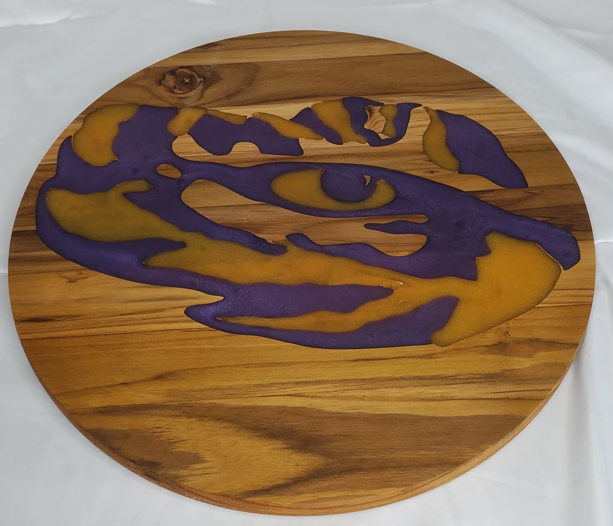 Tiger Eye - Purple and Gold inlay - 15" in Teak