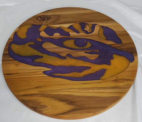 Tiger Eye - Purple and Gold inlay - 15" in Teak