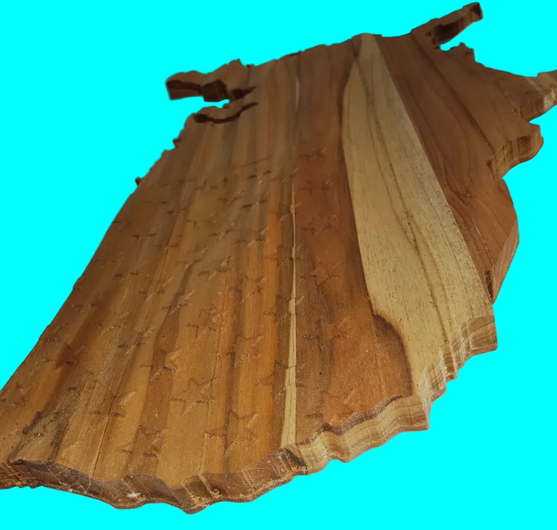 3D USA Wavy Flag design with stars and stripes in Teak